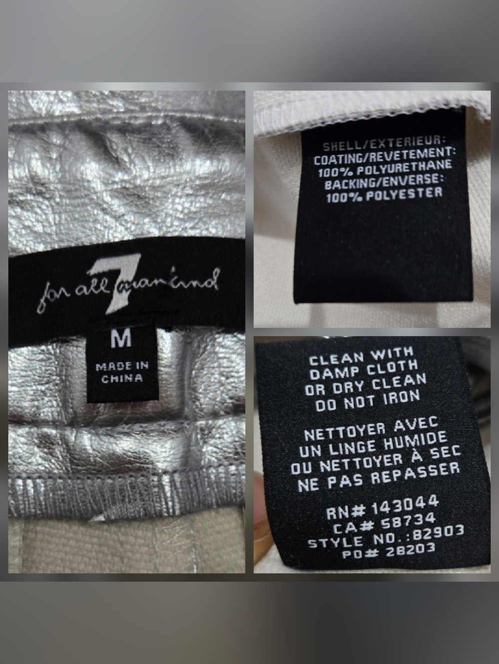 7 For All Mankind Metallic Silver Faux Leather Cropped Flare Pants - Size M - Picture 10 of 10